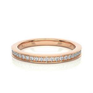 0.25 Ct Channel Setting Diamond Half Eternity Wedding Band in Rose Gold