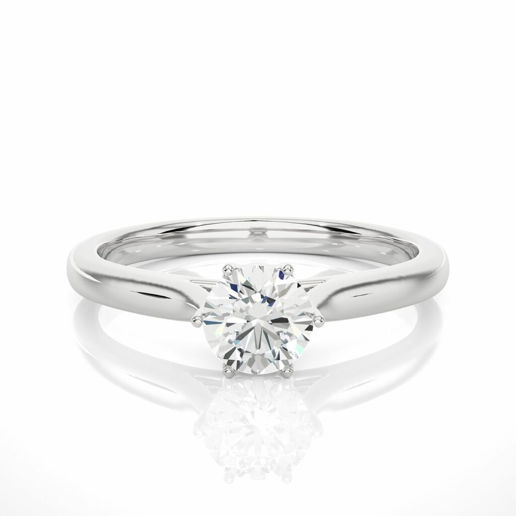 Round Shape Solitaire Man Made Diamond Ring