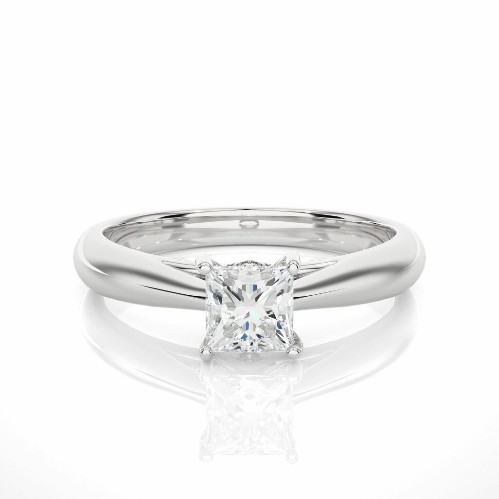 Princess Cut Lab Diamond Solitaire Engagement Ring