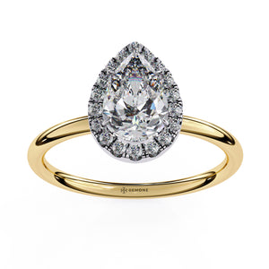 Pear Cut Man Made Diamond Halo Engagement Ring