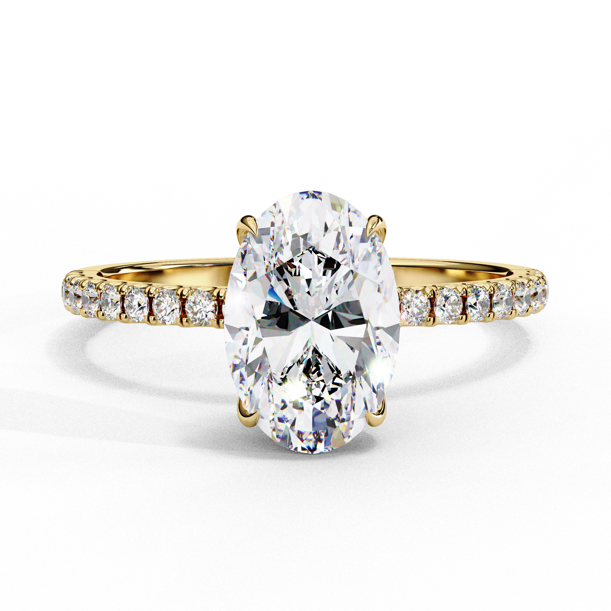 Oval Lab Diamond Hidden Halo Engagement Ring